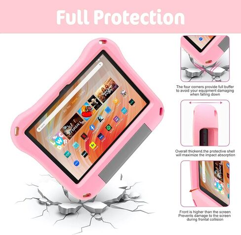 Case for 10 inch Tablet 2023&2021 - Riaour Shockproof Case Cover with Handle Stand for 2023 10 inch Tablet,(Incompatible with iPad Samsung 10 inch Tablet) (Light Pink) in Saudi Arabia