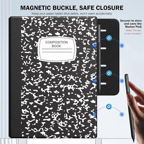 MoKo Case for Remarkable Paper Pro 2024 11.8", Lightweight Ultra-Thin Magnetic Case with Wide Pen Protective Clasp, Auto Sleep/Wake for Remarkable Pro 11.8", Black Notebook in Kuwait