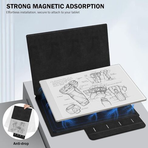 MoKo Case for Remarkable Paper Pro 2024 11.8", Lightweight Ultra-Thin Magnetic Case with Wide Pen Protective Clasp, Auto Sleep/Wake for Remarkable Pro 11.8", Black Notebook in Kuwait
