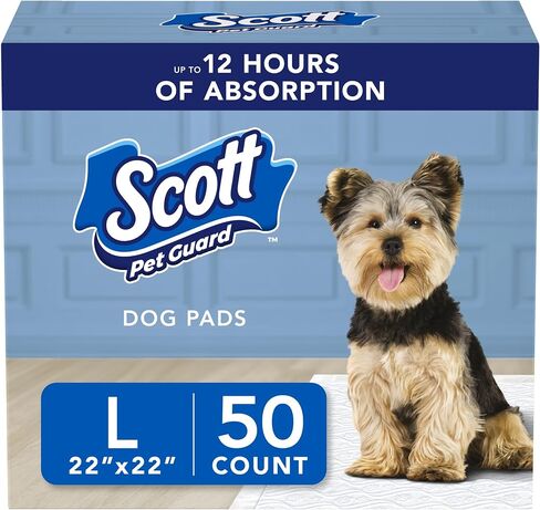 Scott Pet Guard Dog Pads - Dog Training Pee Pads for Puppies, Medium & Large Dogs - Up to 12 Hour Absorbent Odor Control - Easily Disposable Dog Pee Pads - Size XL - 30" x 36" - 40 Pack in Kuwait