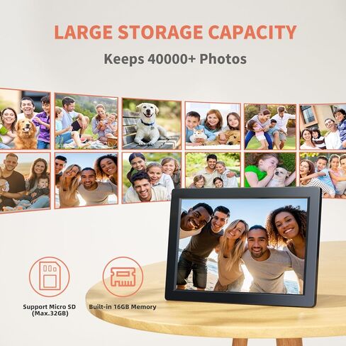 إطار صور رقمي، شاشة لمس IPS مقاس 10.1 بوصة، إطار صور رقمي واي فاي، تخزين 16 جيجابايت، تدوير تلقائي، مشاركة صور الفيديو عبر تطبيق Frameo، أبيض in Kuwait