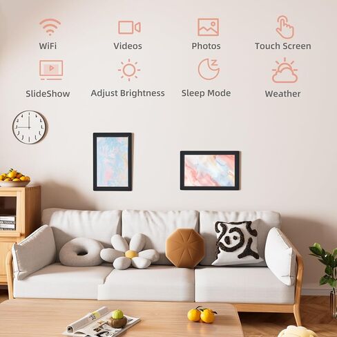 إطار صور رقمي، شاشة لمس IPS مقاس 10.1 بوصة، إطار صور رقمي واي فاي، تخزين 16 جيجابايت، تدوير تلقائي، مشاركة صور الفيديو عبر تطبيق Frameo، أبيض in Kuwait