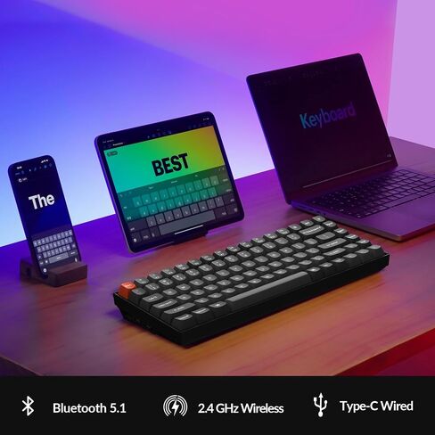 Keychron K2 Max QMK/VIA 2.4 GHz & Bluetooth Wireless Custom Mechanical Keyboard for Mac/Windows/Linux, 75% Layout Keyboard RGB Backlight Brown Switch - Black in Saudi Arabia