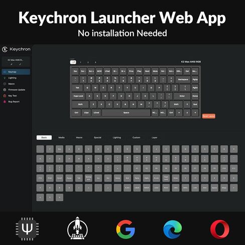 Keychron K2 Max QMK/VIA 2.4 GHz & Bluetooth Wireless Custom Mechanical Keyboard for Mac/Windows/Linux, 75% Layout Keyboard RGB Backlight Brown Switch - Black in Saudi Arabia