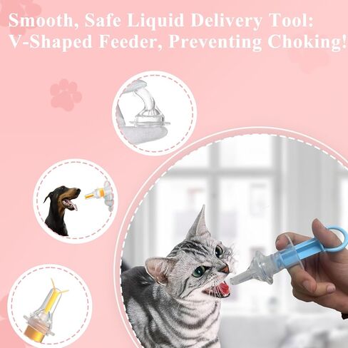 Kitten Bottle Feeding Kit – Includes Kitten Bottle, Liquid Syringe, Cat Pill Shooter, Pill Grinder, and Reusable Silicone Nipple – Ideal for Hand-Feeding Liquids, Solids, and Powders to Small Pets in Saudi Arabia