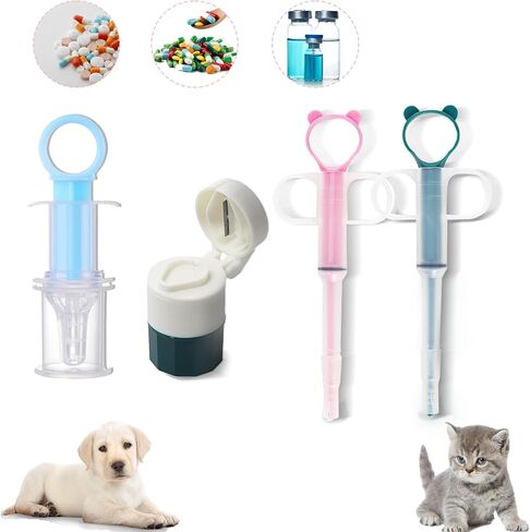 Kitten Bottle Feeding Kit – Includes Kitten Bottle, Liquid Syringe, Cat Pill Shooter, Pill Grinder, and Reusable Silicone Nipple – Ideal for Hand-Feeding Liquids, Solids, and Powders to Small Pets in Saudi Arabia