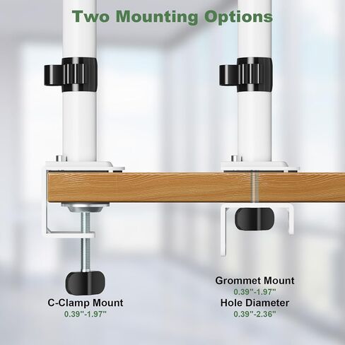 Laptop Desk Mount, Single Laptop Mount Stand with Vented Tray for Notebook up to 17 inch, Fully Adjustable Laptop Arm Mount for Desk Holds up to 17.6 lbs, Clamp on/Grommet Mounting, White in Kuwait