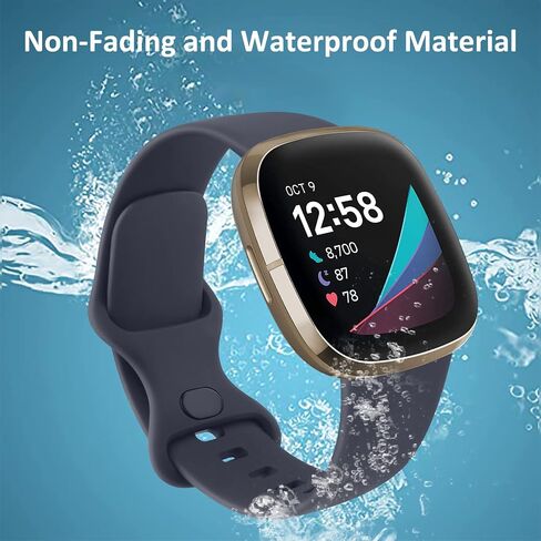2 Pack Bands Compatible With Fitbit Versa 4 / Fitbit Versa 3 / Fitbit Sense/Sense 2 Bands, Soft Silicone Sports Bands Replacement Straps for Men Women in Saudi Arabia