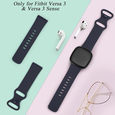 2 Pack Bands Compatible With Fitbit Versa 4 / Fitbit Versa 3 / Fitbit Sense/Sense 2 Bands, Soft Silicone Sports Bands Replacement Straps for Men Women in Saudi Arabia