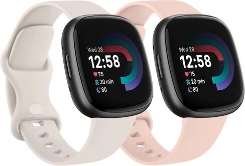 2 Pack Bands Compatible With Fitbit Versa 4 / Fitbit Versa 3 / Fitbit Sense/Sense 2 Bands, Soft Silicone Sports Bands Replacement Straps for Men Women in Saudi Arabia