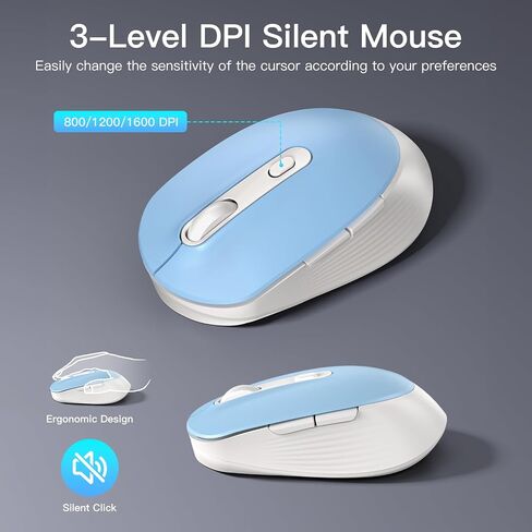 مجموعة لوحة مفاتيح وماوس لاسلكية، لوحة مفاتيح كمبيوتر كاملة الحجم Soueto 2.4G مع حامل للهاتف اللوحي، 22 اختصارًا للوسائط المتعددة، لوحة مفاتيح رقمية، 6 أزرار ماوس صامت لنظام التشغيل Windows، Mac (أزرق سماوي) in Kuwait
