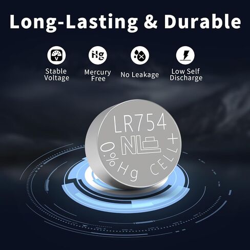بطارية PKCELL LR754 بطارية خلية زر AG5 1.5 فولت 309 393 SR754W بطاريات قلوية معدنية (20 قطعة (عبوة من 1)) in Kuwait