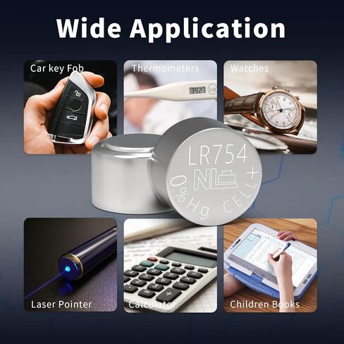 بطارية PKCELL LR754 بطارية خلية زر AG5 1.5 فولت 309 393 SR754W بطاريات قلوية معدنية (20 قطعة (عبوة من 1)) in Kuwait