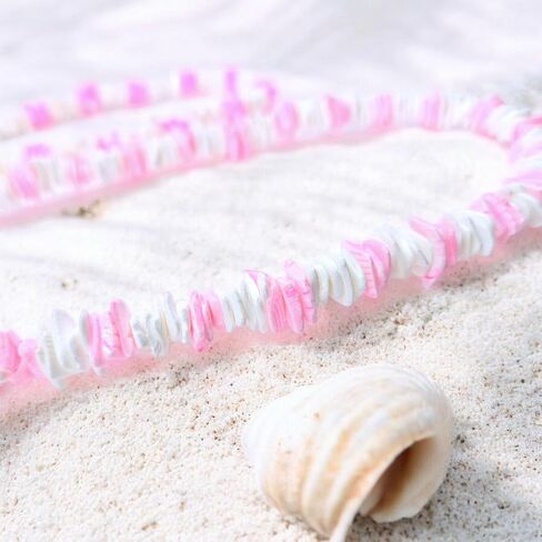 مجموعة BlueRica مكونة من قطعتين ~ أبيض وقوس قزح Puka Chip Shells Necklace & خلخال, قشرة معدن in Kuwait