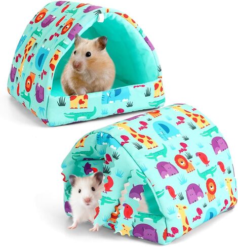 2 Pack Guinea Pig Hideout, Guinea Pig Bed Guinea Pig Tunnel with Curtains Washable Small Animal House Cage Accessories for Dwarf Rabbits Chinchillas Hamsters Hedgehog (Blue Guinea Pig Hideout) in Saudi Arabia