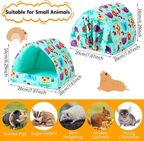 2 Pack Guinea Pig Hideout, Guinea Pig Bed Guinea Pig Tunnel with Curtains Washable Small Animal House Cage Accessories for Dwarf Rabbits Chinchillas Hamsters Hedgehog (Blue Guinea Pig Hideout) in Saudi Arabia