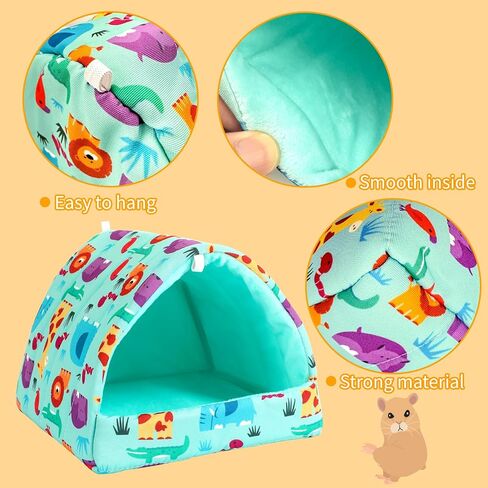 2 Pack Guinea Pig Hideout, Guinea Pig Bed Guinea Pig Tunnel with Curtains Washable Small Animal House Cage Accessories for Dwarf Rabbits Chinchillas Hamsters Hedgehog (Blue Guinea Pig Hideout) in Saudi Arabia
