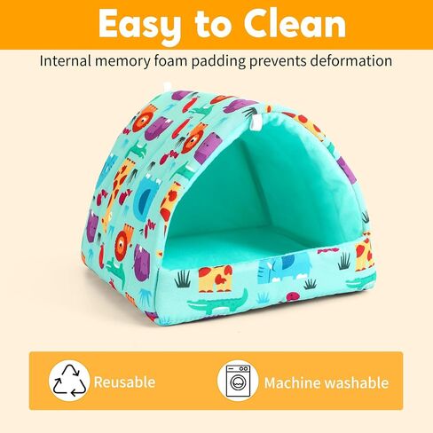 2 Pack Guinea Pig Hideout, Guinea Pig Bed Guinea Pig Tunnel with Curtains Washable Small Animal House Cage Accessories for Dwarf Rabbits Chinchillas Hamsters Hedgehog (Blue Guinea Pig Hideout) in Saudi Arabia
