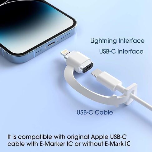 محول TechMatte USB C من النوع C إلى Lightning [عبوة من قطعتين] شحن 12 وات متوافق مع iPhone 14 والموديلات السابقة iPad iPod AirPods، وليس لسماعات الرأس/OTG Android حامل مضاد للفقد، فضي in Kuwait