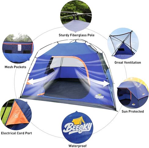 Tent 6-Person Camping Tents, Waterproof Windproof Family Tent with Removable Top Rainfly for Outdoors, Picnic, Friends, Large Mesh Windows, Easy Set Up, Carry Bag in Saudi Arabia