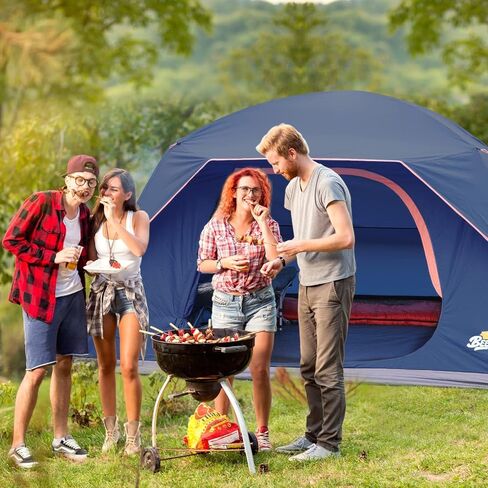Tent 6-Person Camping Tents, Waterproof Windproof Family Tent with Removable Top Rainfly for Outdoors, Picnic, Friends, Large Mesh Windows, Easy Set Up, Carry Bag in Saudi Arabia