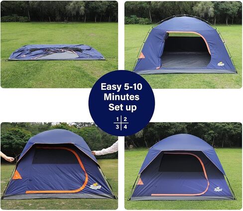 Tent 6-Person Camping Tents, Waterproof Windproof Family Tent with Removable Top Rainfly for Outdoors, Picnic, Friends, Large Mesh Windows, Easy Set Up, Carry Bag in Saudi Arabia