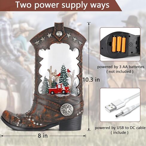 Christmas Snow Globes, Cowboy Boots Snwoman Scene Snow Globes, Glittering Lantern with Timer, Snow Globe Lantern USB or Battery Powered for Desktop Ornament, Christmas Decoration and Gifts in Saudi Arabia