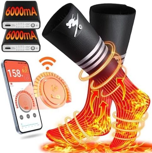 Heated Socks, Heated Socks for Men Women, 6000mAh Rechargeable Electric Heated Socks Up to 14 Hours, Washable Winter Warm Socks for Outdoors Work Fishing Hunting Skiing Cycling Camping Hiking in Saudi Arabia