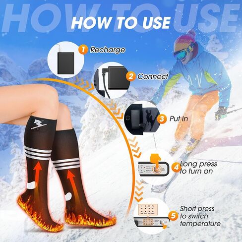 Heated Socks, Heated Socks for Men Women, 6000mAh Rechargeable Electric Heated Socks Up to 14 Hours, Washable Winter Warm Socks for Outdoors Work Fishing Hunting Skiing Cycling Camping Hiking in Saudi Arabia