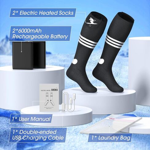 Heated Socks, Heated Socks for Men Women, 6000mAh Rechargeable Electric Heated Socks Up to 14 Hours, Washable Winter Warm Socks for Outdoors Work Fishing Hunting Skiing Cycling Camping Hiking in Saudi Arabia