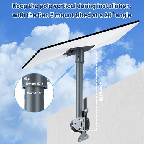 Starlink Mount for Gen 3, Adjustable 18-Inch Wall/Roof Mount Compatible with V3 Starlink Standard Dish, Starlink Mounting Kit with Gen 3 Pipe Adapter for Starlink Internet Kit Satellite in Saudi Arabia