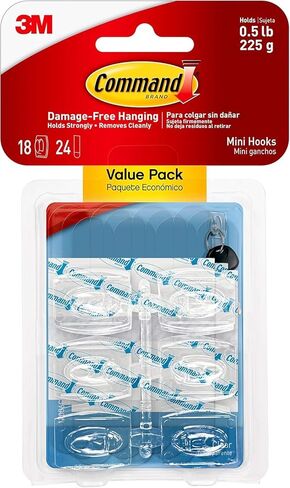 Command 17006CLR-VP Mini Hooks, Clear, 18 Count in Kuwait