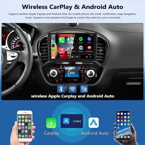 2G + 64G راديو السيارة ستيريو لنيسان جوك 2011-2014 مع CarPlay اللاسلكي Android Auto 9 "شاشة لمس راديو Android 13 ستيريو السيارة مع بلوتوث واي فاي FM نظام تحديد المواقع والملاحة كاميرا احتياطية رئيس وحدة in Saudi Arabia