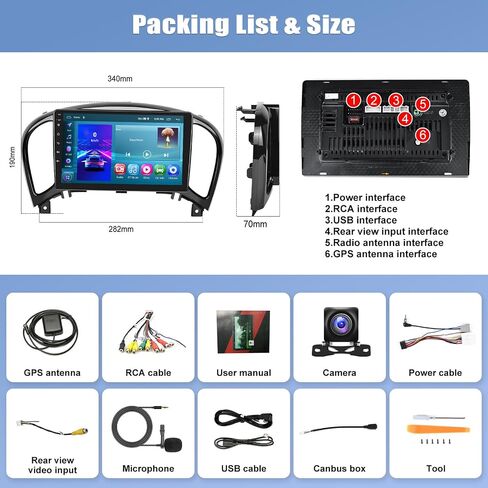 2G + 64G راديو السيارة ستيريو لنيسان جوك 2011-2014 مع CarPlay اللاسلكي Android Auto 9 "شاشة لمس راديو Android 13 ستيريو السيارة مع بلوتوث واي فاي FM نظام تحديد المواقع والملاحة كاميرا احتياطية رئيس وحدة in Saudi Arabia