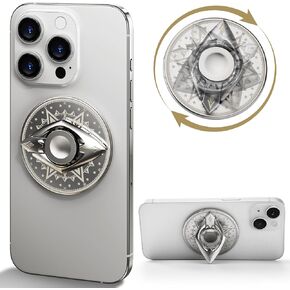 Fidget Spinner Magnetic Phone Stand, Adjustable Phone Ring Holder Removable Phone Grip Finger Loop, Compatible with Mag Safe Accessories for iPhone 16/15/14/13 Series and Smartphones Silver