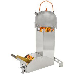 GEERTOP Camping Rocket Stove Wood Stove, Stainless Steel Portable Foldable Backpacking Wood Stove for Emergency Survival Outdoor Hiking Travel Picnic BBQ