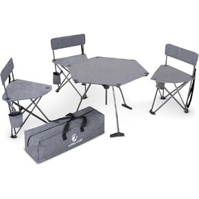 ALPHA CAMP Portable Camping Chair and Table Set, Folding Camping Table Chair Set, Lightweight Backpacking Camping Chairs and Table Combo for Patio, Backyard, Garden, Poolside, Beach, Lawn, Porch