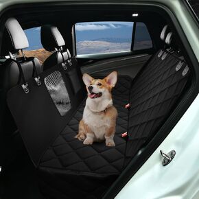 Dog Car Seat Cover,Waterproof Hammock,Heavy Duty,Scratch Proof,Nonslip Backseat Cover for Pets with Mesh Window and Storage Pocket,for Cars,Trucks,and SUVs (Black, Standard (54" W x 58" L))