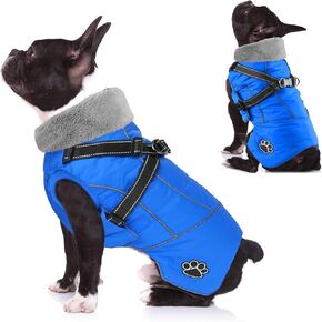 Doglay Dog Coat with Harness, Reflective Warm Dog Jacket Waterproof Dog Winter Coat for Cold Weather, Adjustable Dog Fleece Jacket for Small Medium Large Dogs