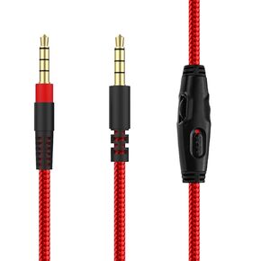 Replacement Audio Cable Compatible with Kingston Hyperx Cloud Mix/Alpha Gaming Headset, Volume Control Inline Mute, Detachable/Removable 3.5mm Audio Aux Cord Wire (Red)