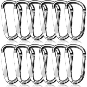 3" Orange Aluminum D Ring Carabiner Clip, Caribeener Keychain Clips, Spring Snap Hook for Keys, Dog Leash, Outdoor Camping Hiking Accessories, Pack of 12