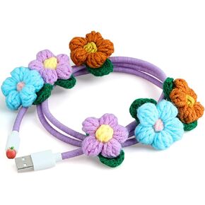Aolcev for iPhone Charging Cable 3.3FT Durable & Stylish 66W for iPhone Fast Charger Cord Flower Charging Cord for iPhone 14 13 12 11 Pro Max Xr Xs X 8 7 6 Plus iPad Pro/Air/Mini Purple