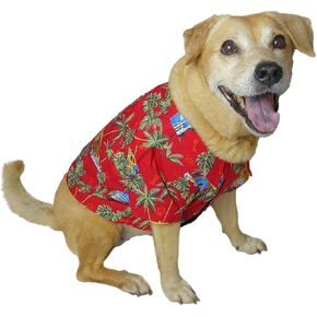 RJC Dog Surf Dog Woodies Aloha Hawaiian Shirt Red S