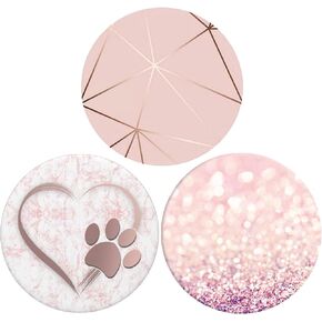 3 Pack Universal Cell Phone Stand Compatible with Socket for Grip & Holder Rotation -Plaid Pink Glitter Love Pink Marble