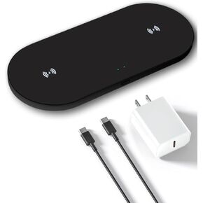 Dual Wireless Charger with Adapter,10W Fast Charging, Qi-Certified for iPhone 15 14 13 12 Pro XR XS 8 Plus Samsung Galaxy S23 S22 S21 S20 Note 20 10 Google etc/AirPods