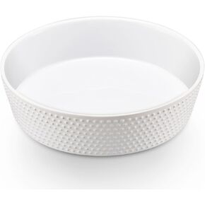 6.7" Non-Slip Ceramic Dog Bowl, 23 Oz Heavy-Duty Dog Food/Water Dish, Pet Feeding Bowl for Small and Medium Dogs, Food Grade Porcelain Pet Feeder Bowl, Microwave and Dishwasher Safe, White