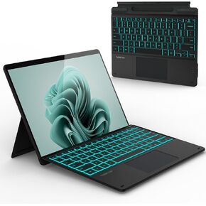 typecase Surface Pro Keyboard Compatible with Microsoft Surface Pro 10 9 8 X, 13 Inch Bluetooth Wireless Type Cover Keyboard with Multiple Backlit & Pen Holder - Carbon Black
