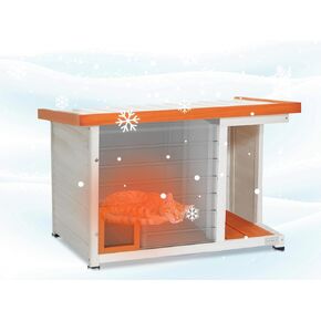 Petsfit Cat House Outdoor Weatherproof for 1-2 Cats, Sizing 34" Lx18 Wx23 H,Wooden Outside Cat House with Corrido and Escape Door White in Saudi Arabia
