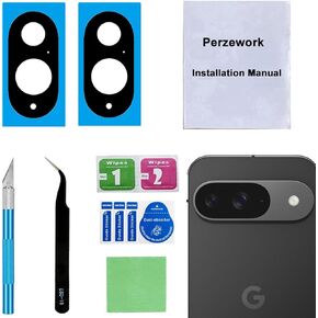 2 Set Back Rear Camera Lens Glass Replacement for Google Pixel 9 with pre-Installed Adhesive and Reparing Toolkit
