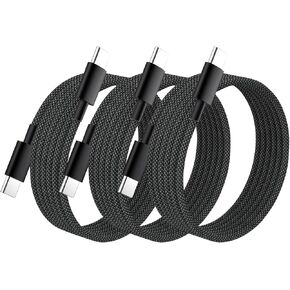 كابل شاحن USB C بقوة 100 وات، 3 حزم بطول 3 أقدام سلك شاحن USB C سريع منسوج رسميًا لشحن أجهزة Macbook وiPad Pro وiPhone 16 15Pro Max وGalaxy وVision Pro متوافق مع 100W /65W/45W/35W/27W/20W in Kuwait